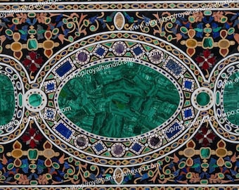 Marble Center Tabletop Semi Precious Stones Handmade Pietra Dura Inlay Work Home Decor