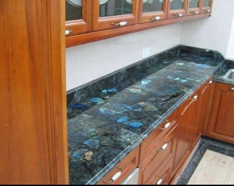 Handcrafted Labradorite Kitchen Countertop Slab: Gemstone Dining Table Top