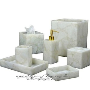 Elegant White Quartz Top Bathroom Set, Bathroom Accessories, Luxury Living Room Bath Decors, Bath Vanity Top Housewarming Gifts Decors