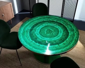 手作りのマラカイト大理石のテーブルトップ：ピエトラ・ドゥーラの象嵌