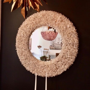 Unique Quartz Stone Wall Mirror, Handmade Crystal Quartz Mirror.
