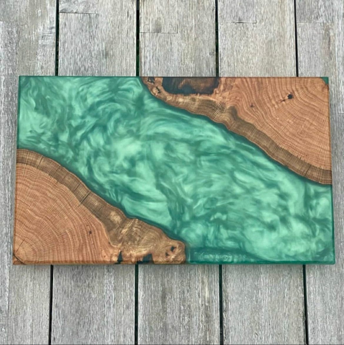 Cutting Board Made of Food Safe Epoxy Resin With Resin Art Elements 