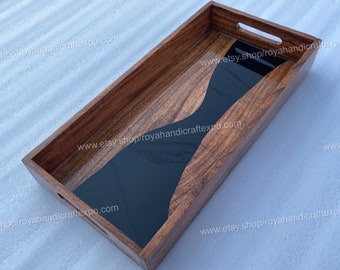 Personalized Charcuterie Board | Bestseller Walnut Epoxy Resin Live Edge Cheese Tray | Serving Board With Handles | Wedding/Anniversary Gift