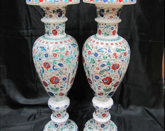 Vases à fleurs faits main, incrustations de marbre, décoration d'intérieur exclusive à collectionner