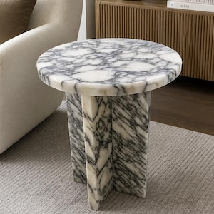 Arabsat Cocchia Round Marble Table | Italian Luxury Stone Furniture | Handmade Modern Marble Pedestal