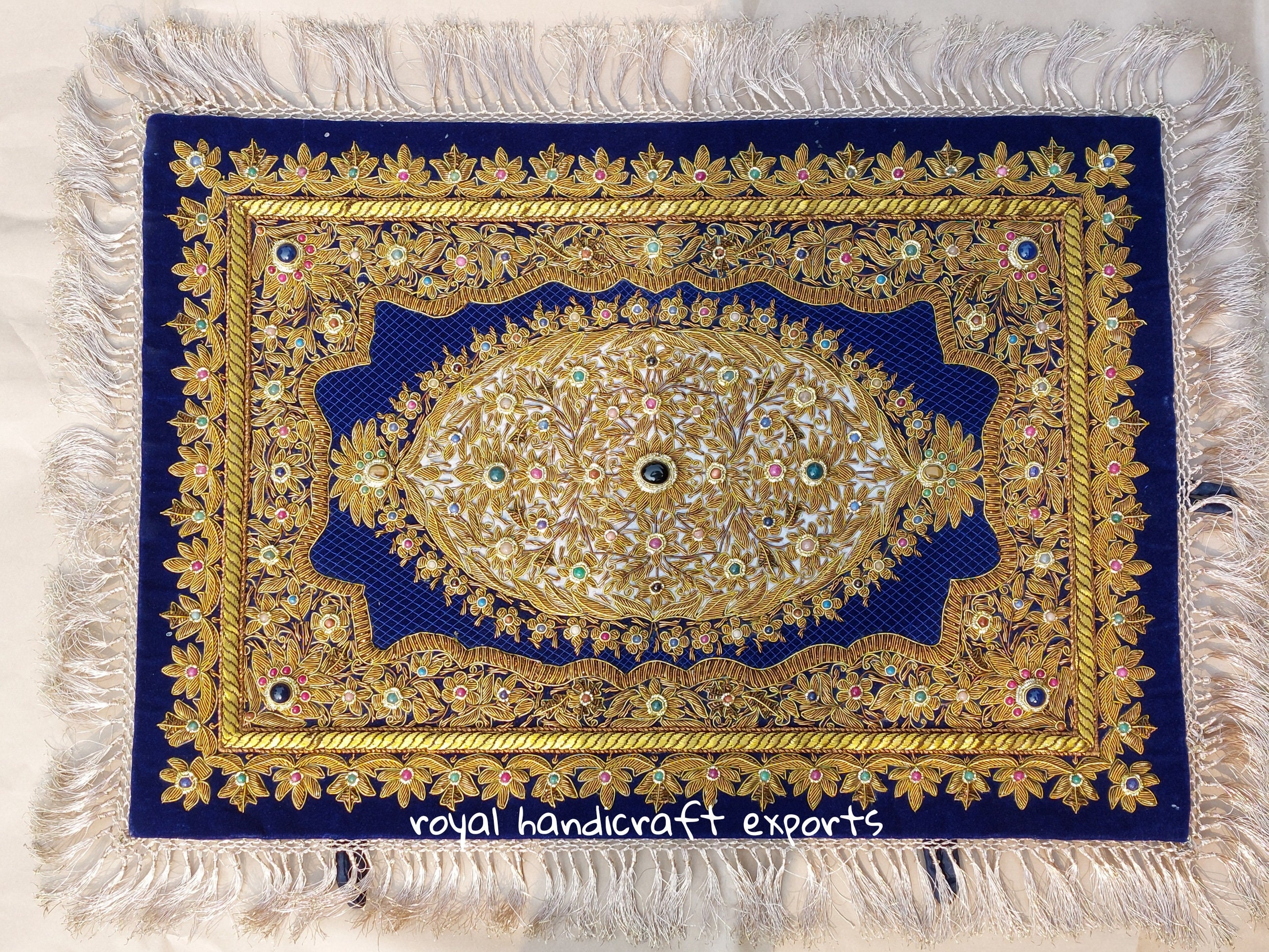 ヴィンテージ　中東　アラビア　壁掛けタペストリー　ラグ ザルドジアート/刺繍壁掛け/ザルドジジュエルカーペット/装飾用