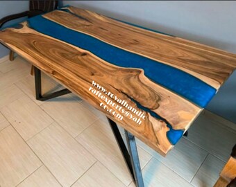 Natural Wood Epoxy Tabletop: Handmade Resin River Table