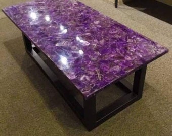 Amethyst Stones Countertop / Dining Table, Purple Amethyst stone Handmade Art Interior Furniture Agate Meeting Table, Agate Countertop