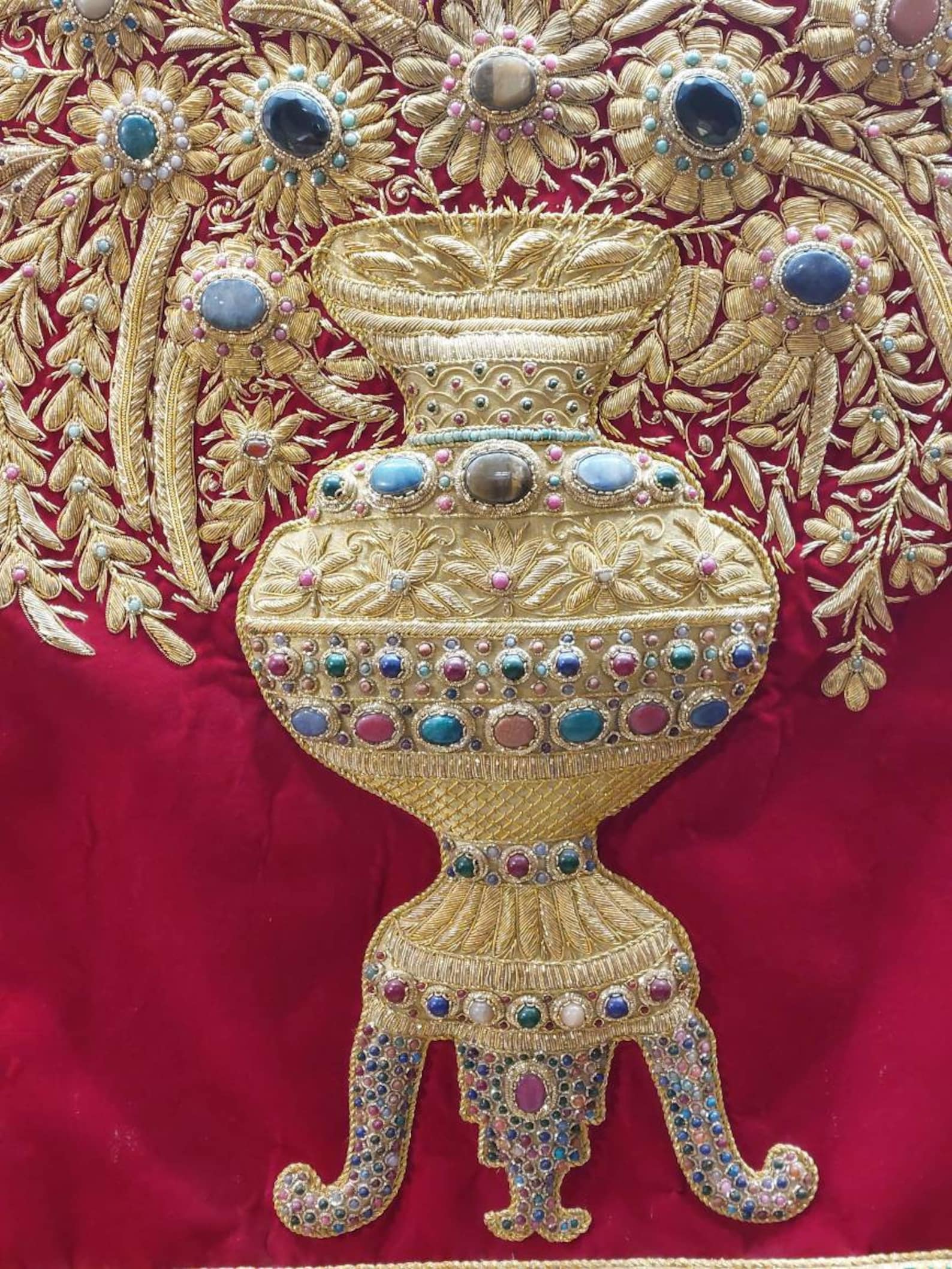 Zardozi Wall Hanging Zardozi Cluch Work Embroidery Wall Carpet Etsy