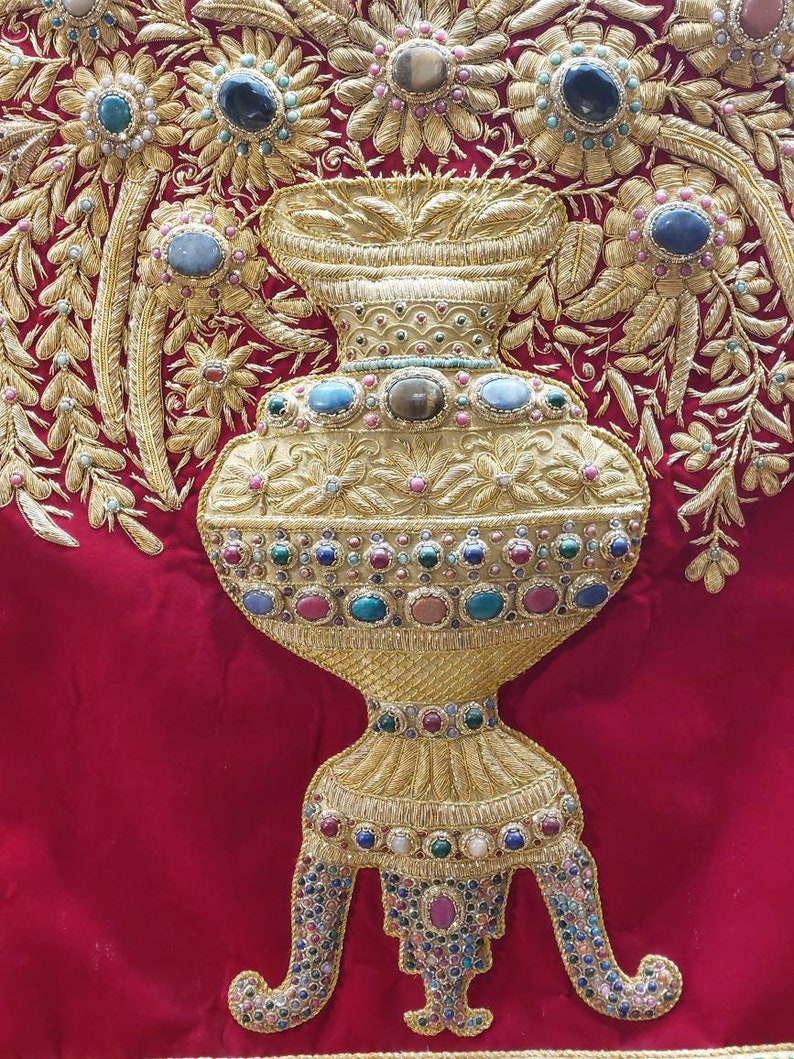 Zardozi Wall Hanging Zardozi Cluch Work Embroidery Wall Carpet Etsy