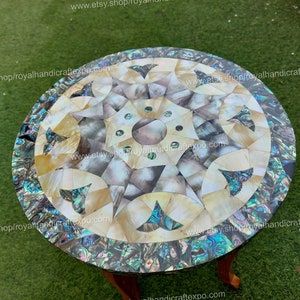 Mother of Pearl Tabletop, White Marble Tabletop with Abalone shell, Mother of Pearl design Table for Luxury kitchen