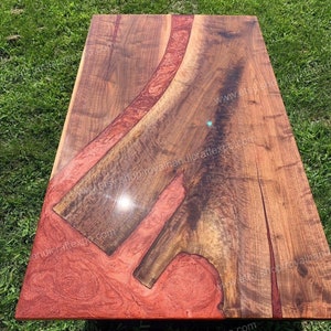 Custom Live Edge Acacia Wood Epoxy Resin River Tabletop