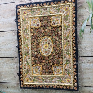 Zardozi artwork/tapestry artwork/ needle point hand work/silk embroidery wall hanging/office wall decoration/ Resham work, golden Zari work.