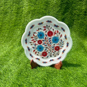 Beautifull Marble Inlay Handmade Decorative Plate Home Decor, Stone Inlay Art, Pietra Dura, Marquetery Stone Inlay Plate, Art