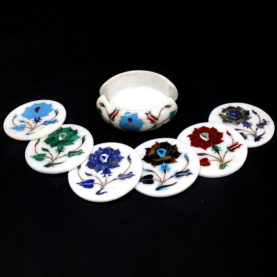 White Marble Coasters Set for Gifts / Handmade Coasters Set for