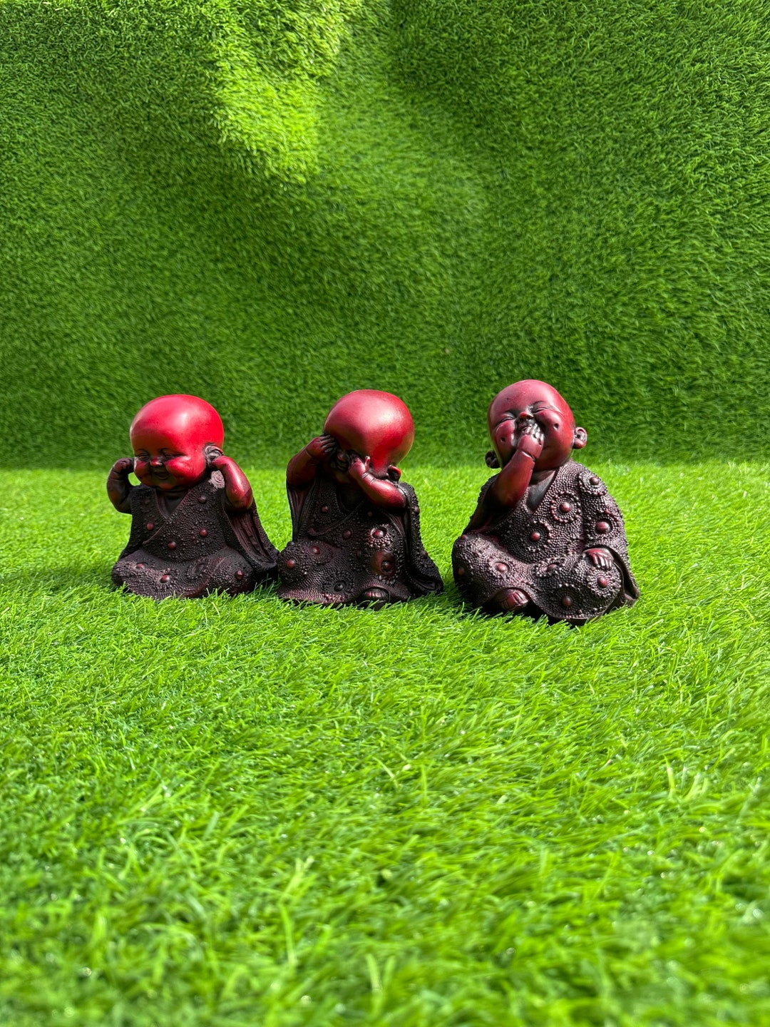 Laughing Buddha Statue Set 3 Little Monk Statue See No Evil Hear No