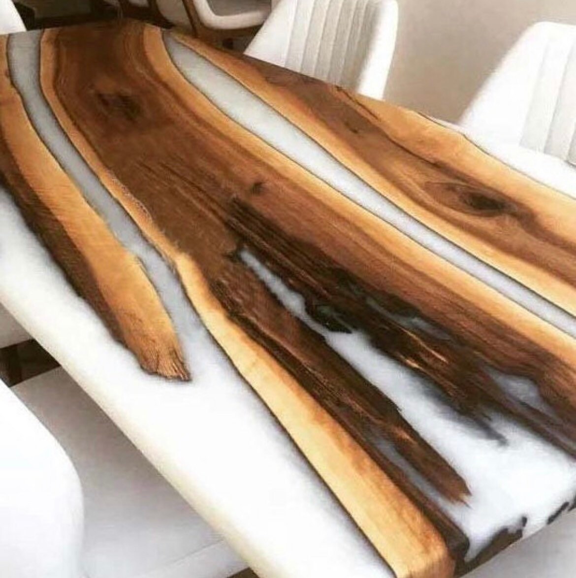White epoxy dining table best sale
