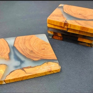 Hurry Wooden Coasters, Drink Coasters, Elegant Stylish Epoxy Coasters, Modern Coasters with Holder, Cedar Wood Coaster, Natural Wood Coaster