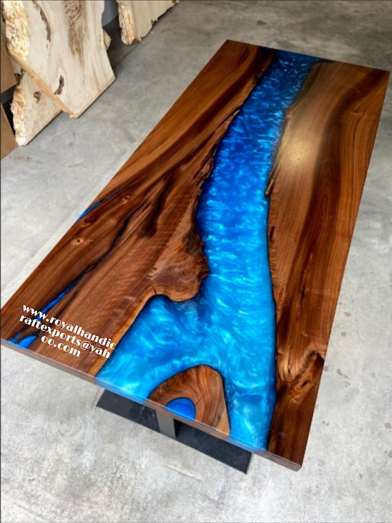 Epoxy Table Top / Wooden Resin Table Top / Blue River Epoxy Table