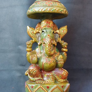 Ganesh statue/Ganesha spiritual figure/Ganesha stone figurine/Colorful Ganesha statue/Stone figures/elephant god/Hindu deities&#39;/gift
