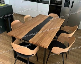 Epoxy Tabletop with Acacia Wood | Dining Tabletop | Live Edge Wooden Tabletop | Coffee Tabletop (Can be customizable)