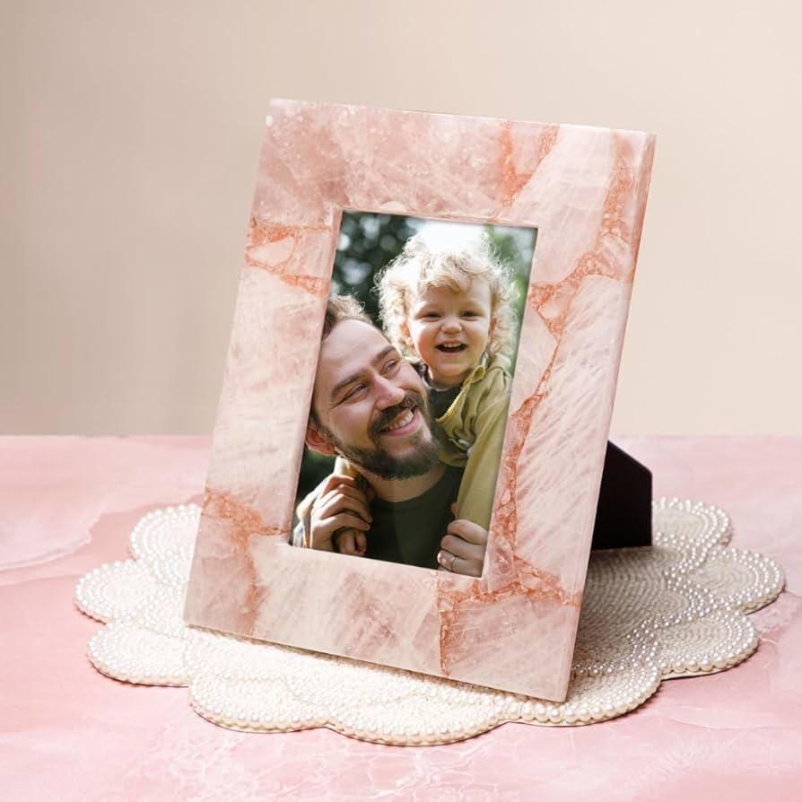 Rose Quartz Photo Frame: Handmade Stone Picture Frame - Etsy
