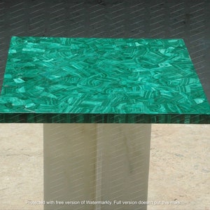 Malachite Coffee Table, Malachite Stone Made Round table top, White Marble Round Table Top with Overlay work by Green Malachite Stone,