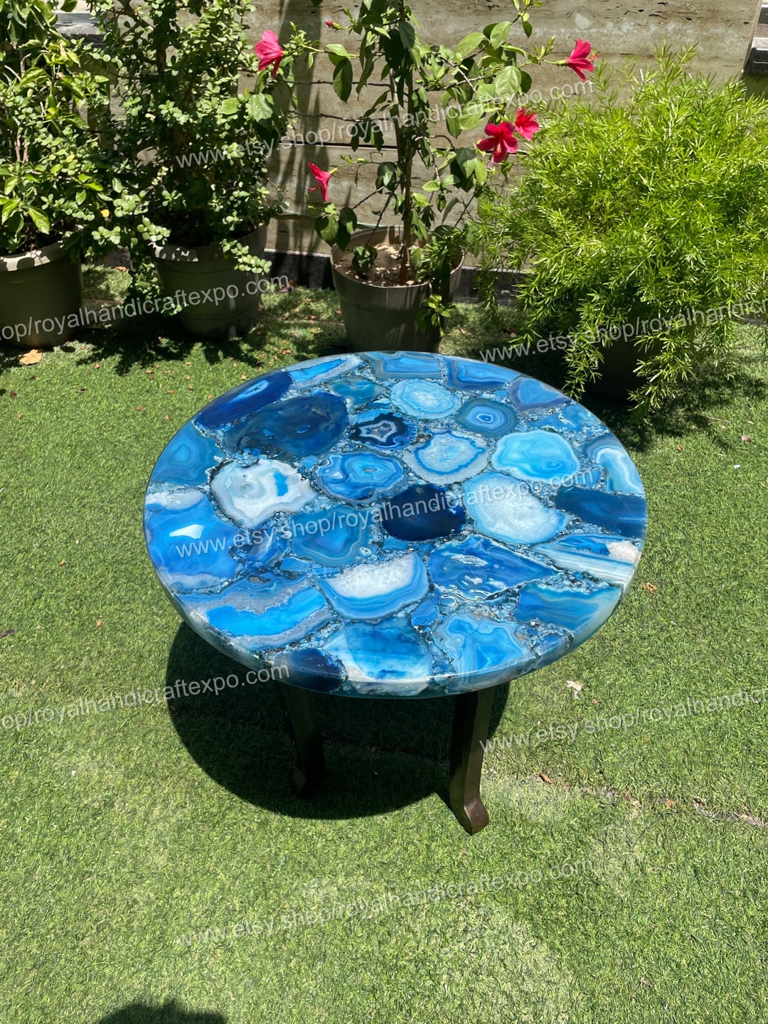 Blue Agate Table Top Round Table, Side Table, Coffee Table, Patio Table