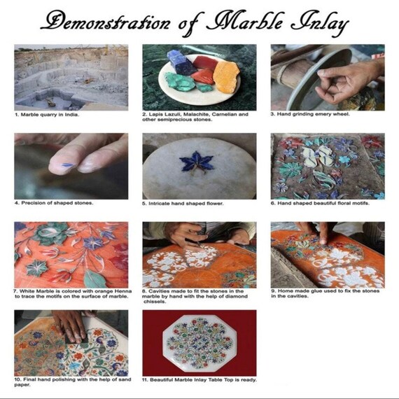 アワビ貝象嵌白大理石花瓶：インドのヴィンテージアート、12インチ