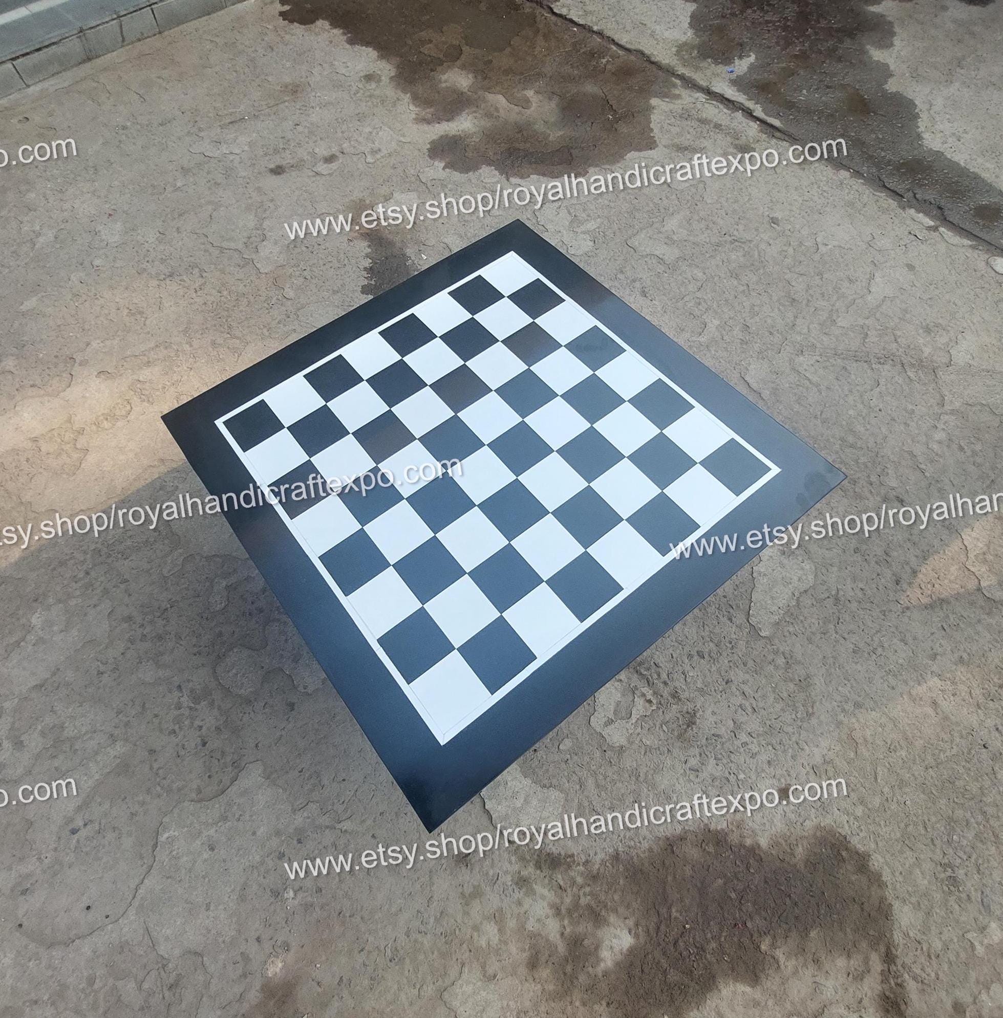 Table D'échecs Marbre Blanc Et Lapis-lazuli 15 Pouces – Plateau De Jeu Artisanal Inde