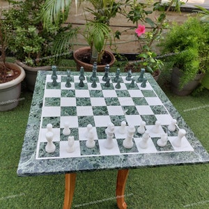 Elegant Green Marble Chess Set with Marble Pieces, Chess Board, Chess Game Set, Adult Strategy Game Set Best Gifts for Your loved Ones