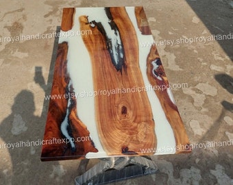 Mesa de comedor River de resina epoxi: madera de acacia, diseño moderno