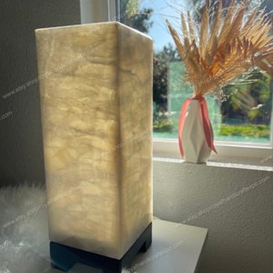 14&quot; White Onyx Lamp, Natural Crystal Lamp, Agate Lamp Crystal Light, Onyx Light, Agate Light, Quartz