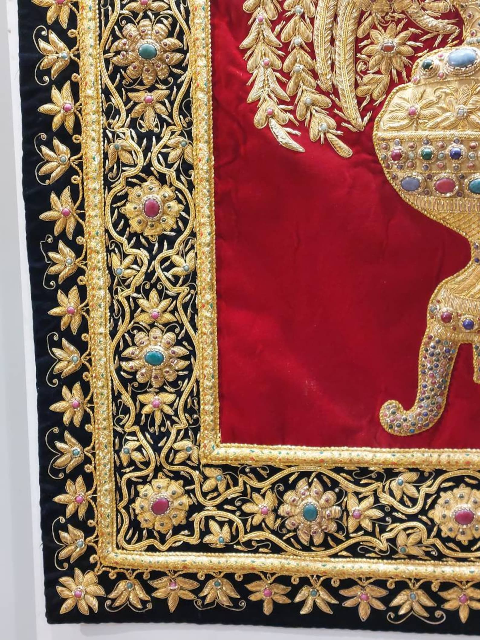 Zardozi Wall Hanging Zardozi Cluch Work Embroidery Wall Carpet Etsy