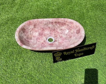 Rose Quartz Sink / Washbasin / Oval Bathroom Sink / Countertop Washbasin (Customizable)