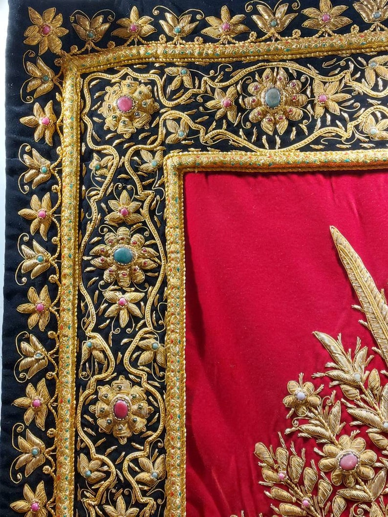 Zardozi Wall Hanging Zardozi Cluch Work Embroidery Wall Carpet Etsy