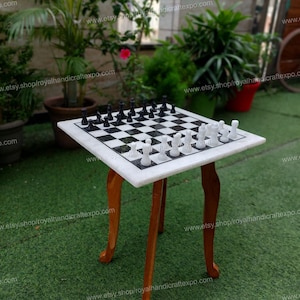 Marble Chess Sets | Marble Chess Board Game | White and Black | Unique Gift for Birthday | Stone Chess Board | Housewarming Gifts for Him