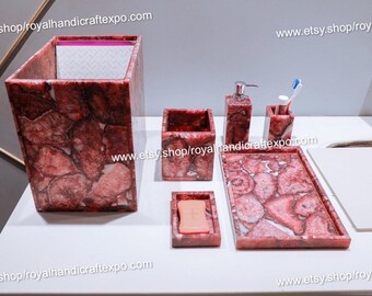 Rotes Achat Epoxy Bad Set für Badezimmer Dekor Set mit 6 Stück
