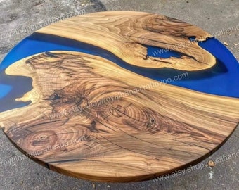 Acacia Wood Epoxy River Tabletop | Live Edge Dining Surface (Customizable)