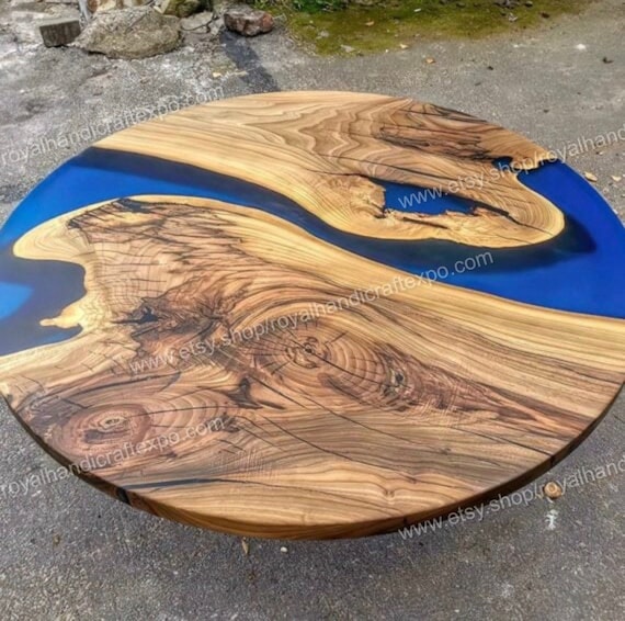 42 Round Dining Table Top - Epoxy Resin Finish - Artistic Statement Piece