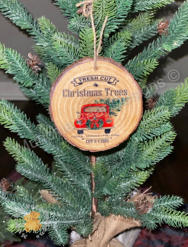 Farm Fresh Christmas Tree Wood Ornament Set/christmas Etsy