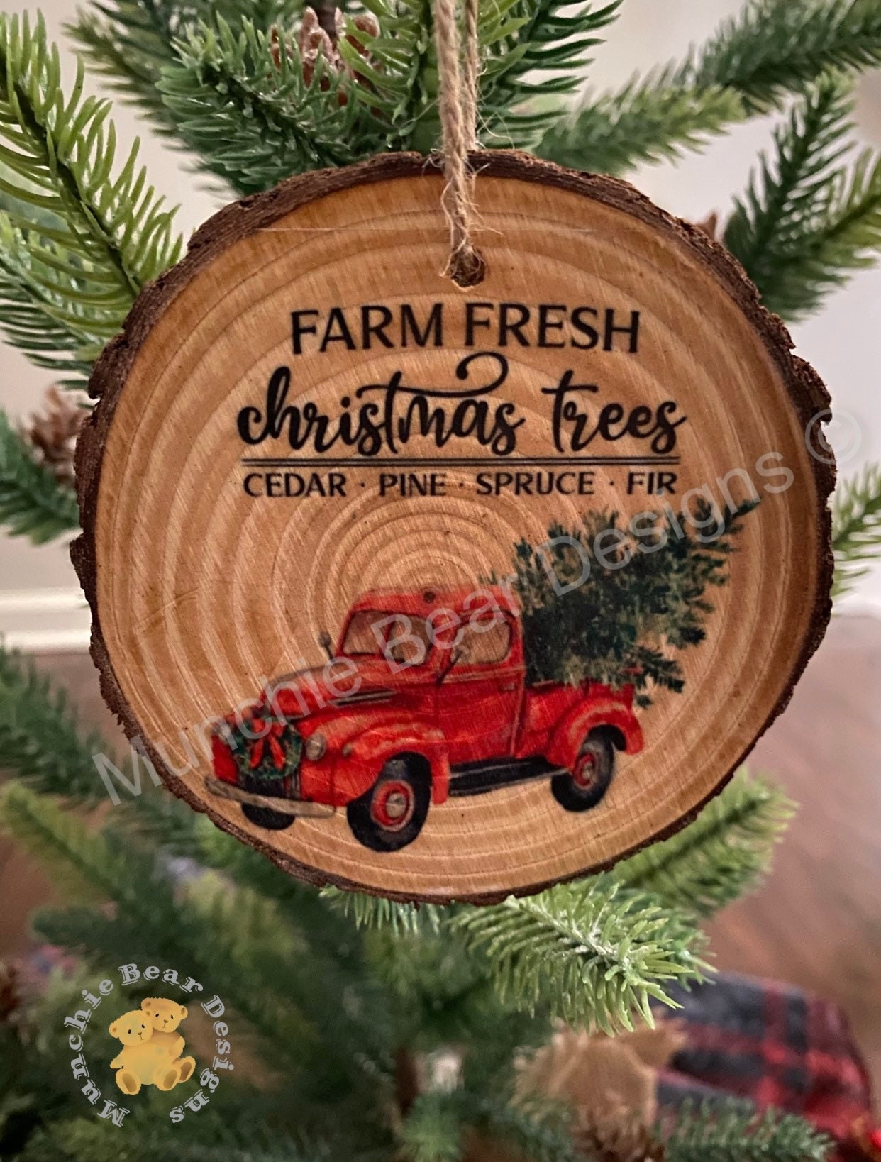 Farm Fresh Christmas Tree Wood Ornament Set/Christmas Etsy