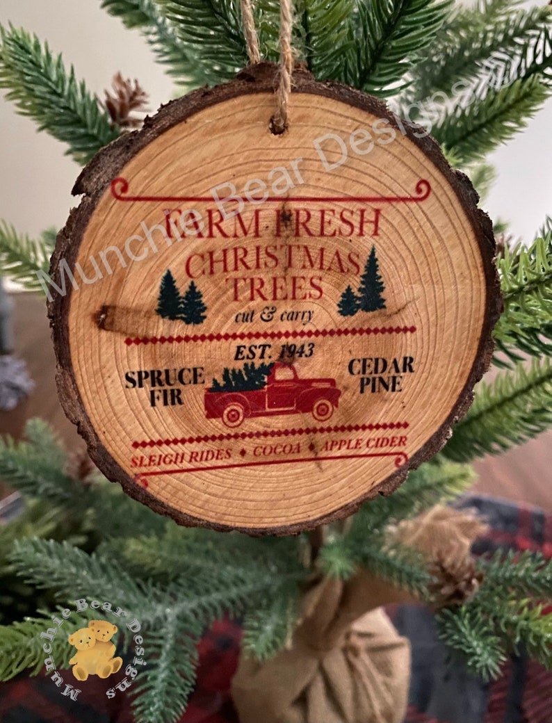Farm Fresh Christmas Tree Wood Ornament Set/christmas Etsy