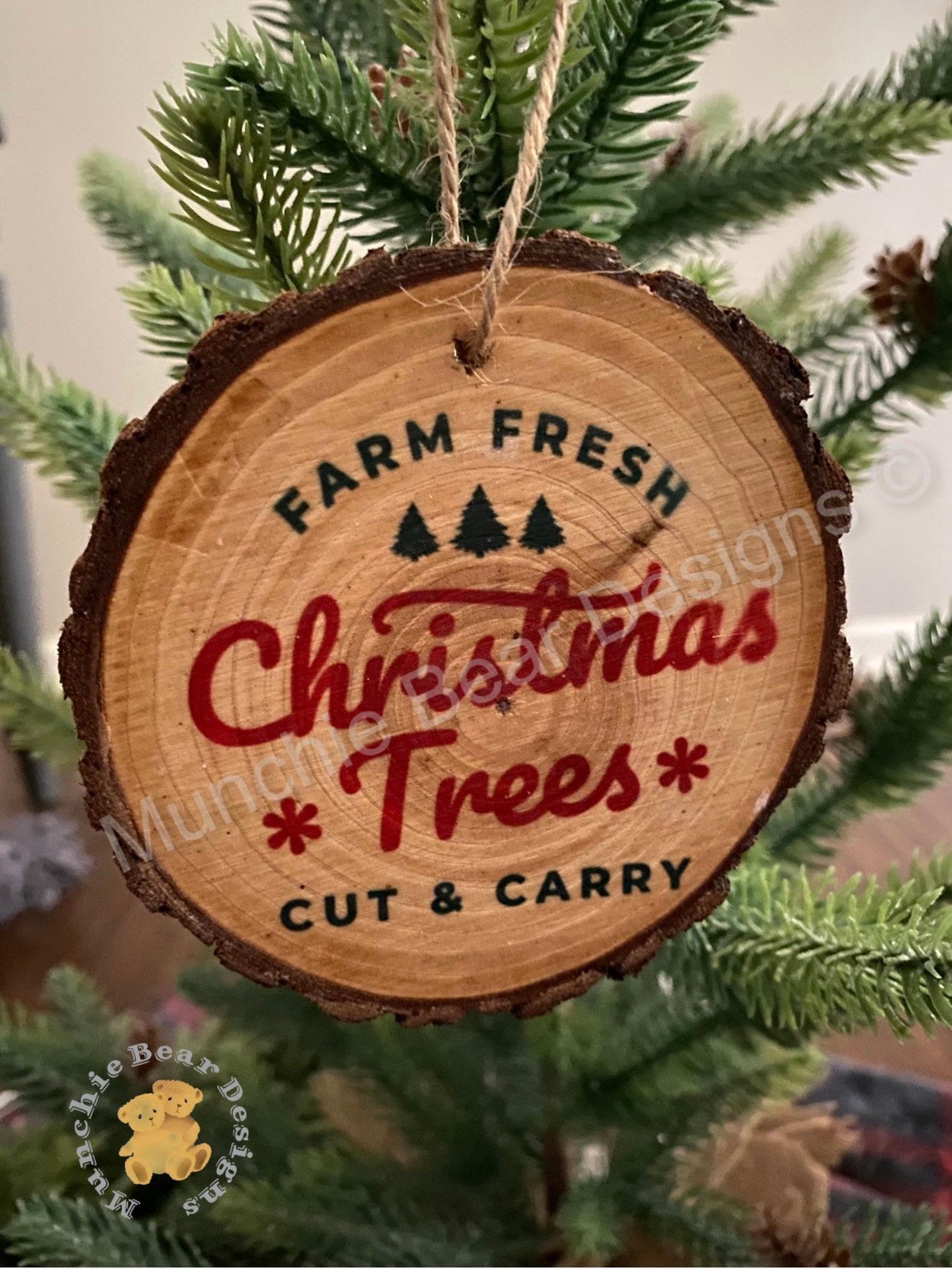 Farm Fresh Christmas Tree Wood Ornament Set/christmas Etsy