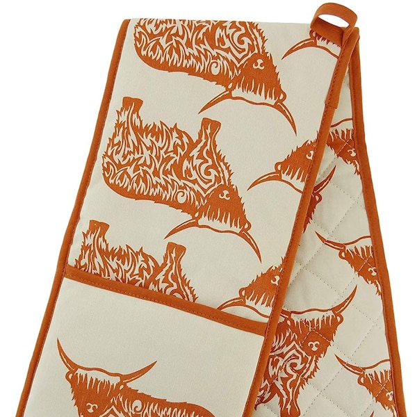 100% Cotton Scottish Highland Cow Oven Gloves