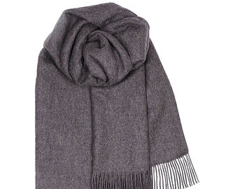 Ladies Pure Lambswool Charcoal Coloured Stole/Shawl - Made in Scotland