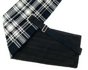 Gents Pure Wool Menzies Black & White Tartan Cummerbund - Made in Scotland