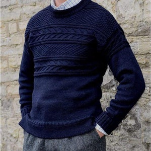 Pure British Wool Guernsey Unisex Crew Neck Jumper Made in UK