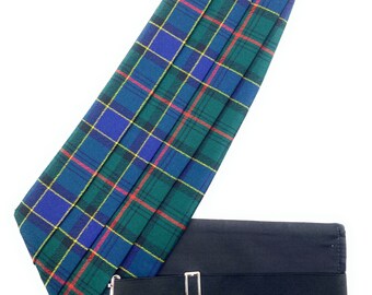 Gents Pure Wool Ogilvie Hunting Modern Tartan Cummerbund - Made in Scotland