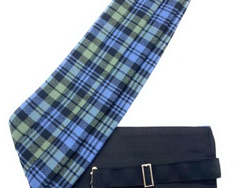 Gents Pure Wool Campbell Faded Weathered Tartan Cummerbund - Made in Scotland